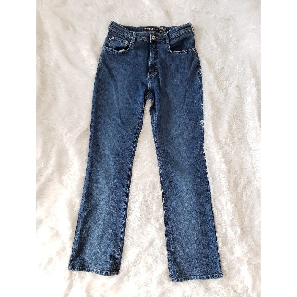 Express Jeans Stretch Junior‎ 7/8R Stretch Fit & Flare Mid Rise Dark Wash Y2K